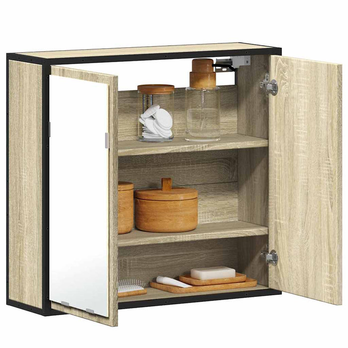 Dulap baie cu oglindă stejar sonoma 65x20x60 cm lemn compozit - WALTI WALTI
