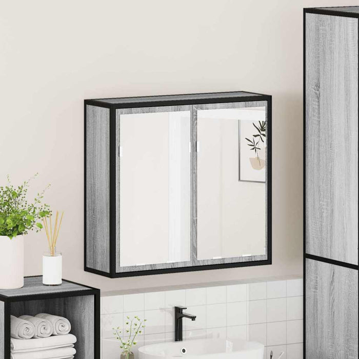 Dulap de baie cu oglindă gri sonoma 65x20x60 cm lemn compozit - WALTI WALTI