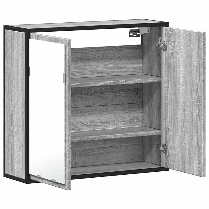 Dulap de baie cu oglindă gri sonoma 65x20x60 cm lemn compozit - WALTI WALTI