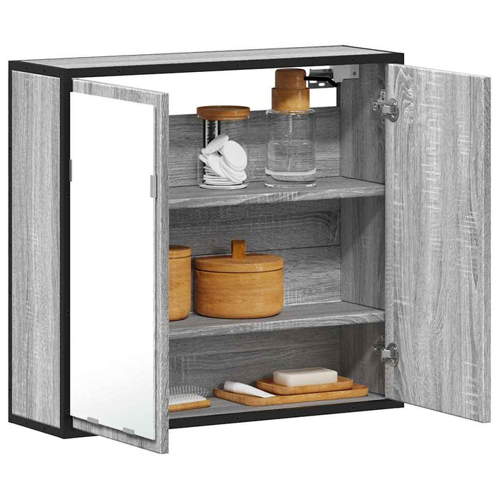 Dulap de baie cu oglindă gri sonoma 65x20x60 cm lemn compozit - WALTI WALTI