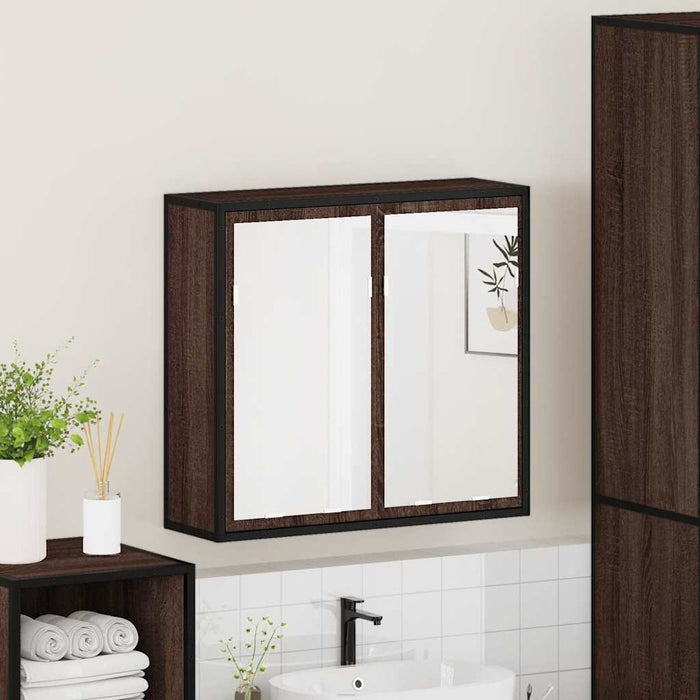 Dulap de baie cu oglindă stejar maro 65x20x60 cm lemn compozit WALTI