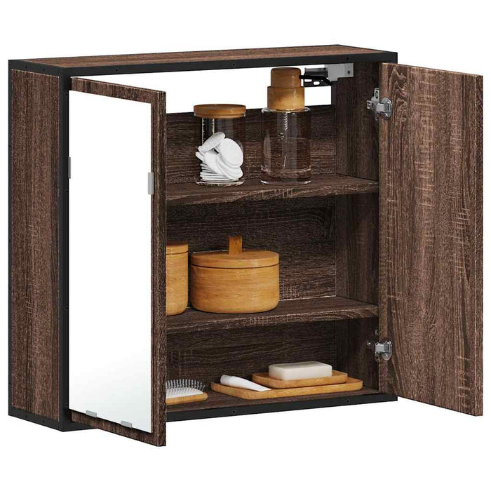 Dulap de baie cu oglindă stejar maro 65x20x60 cm lemn compozit WALTI