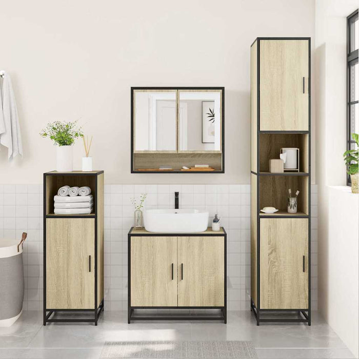 Dulap baie cu oglindă stejar sonoma 65x20x60 cm lemn compozit - WALTI WALTI