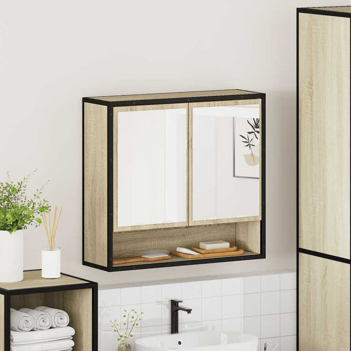 Dulap baie cu oglindă stejar sonoma 65x20x60 cm lemn compozit - WALTI WALTI