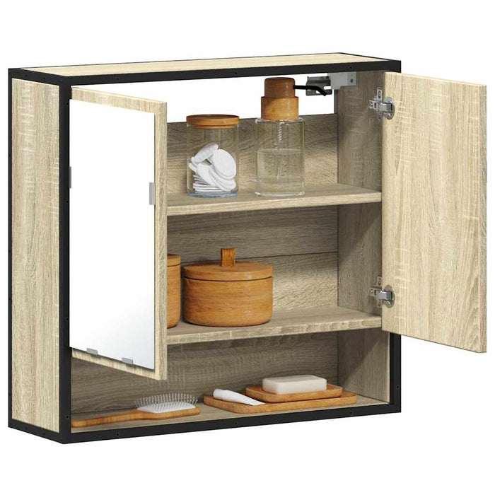 Dulap baie cu oglindă stejar sonoma 65x20x60 cm lemn compozit - WALTI WALTI
