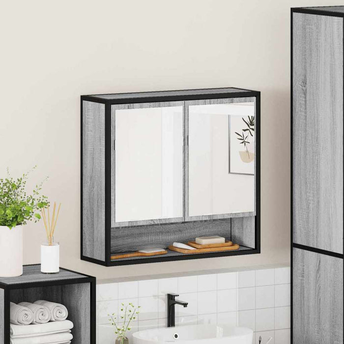 Dulap de baie cu oglindă gri sonoma 65x20x60 cm lemn compozit - WALTI WALTI