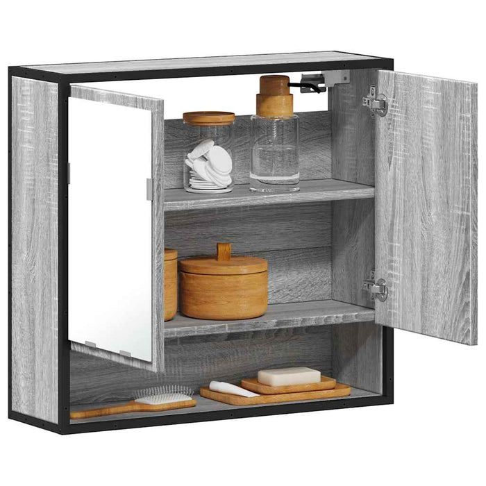 Dulap de baie cu oglindă gri sonoma 65x20x60 cm lemn compozit - WALTI WALTI