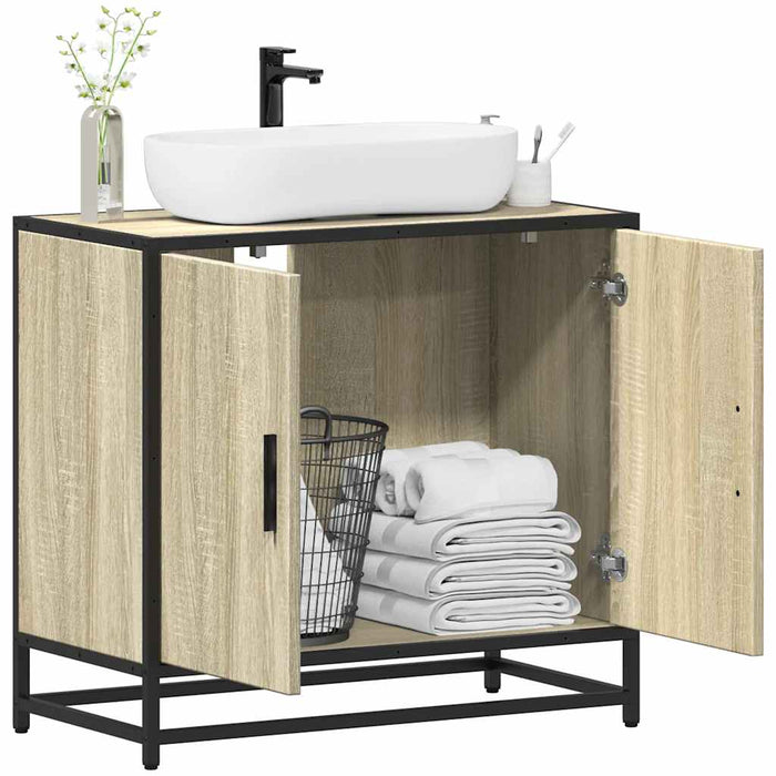 Dulap de chiuvetă baie stejar sonoma 65x33x60 cm lemn prelucrat - WALTI WALTI