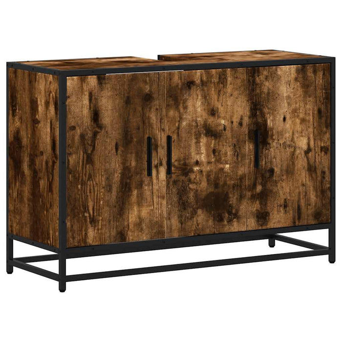 Dulap pentru chiuveta de baie stejar afumat 90x33x60 cm lemn - WALTI WALTI