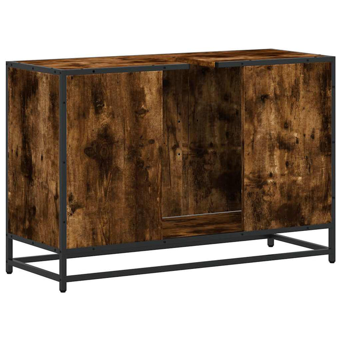 Dulap pentru chiuveta de baie stejar afumat 90x33x60 cm lemn - WALTI WALTI