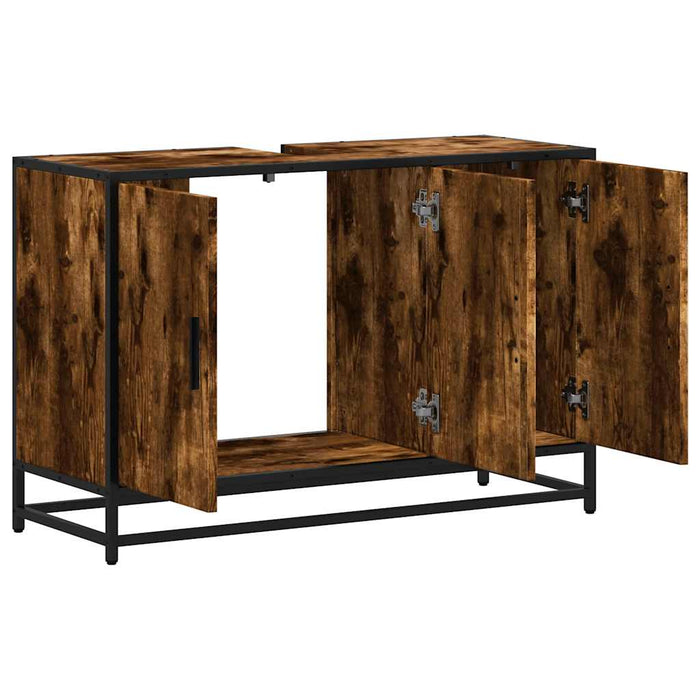 Dulap pentru chiuveta de baie stejar afumat 90x33x60 cm lemn - WALTI WALTI