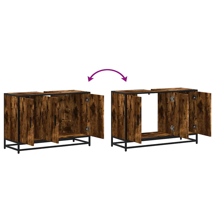 Dulap pentru chiuveta de baie stejar afumat 90x33x60 cm lemn - WALTI WALTI