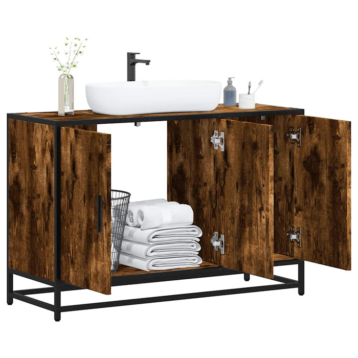 Dulap pentru chiuveta de baie stejar afumat 90x33x60 cm lemn - WALTI WALTI