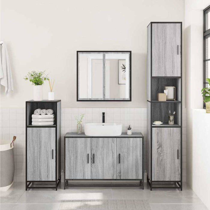 Dulap pentru chiuvetă de baie gri Sonoma 90x33x60 cm lemn - WALTI WALTI