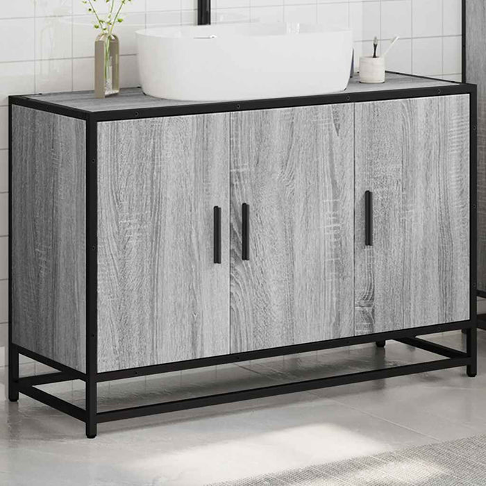 Dulap pentru chiuvetă de baie gri Sonoma 90x33x60 cm lemn - WALTI WALTI