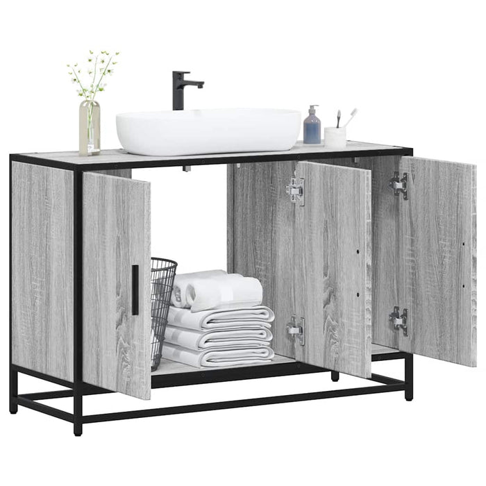 Dulap pentru chiuvetă de baie gri Sonoma 90x33x60 cm lemn - WALTI WALTI