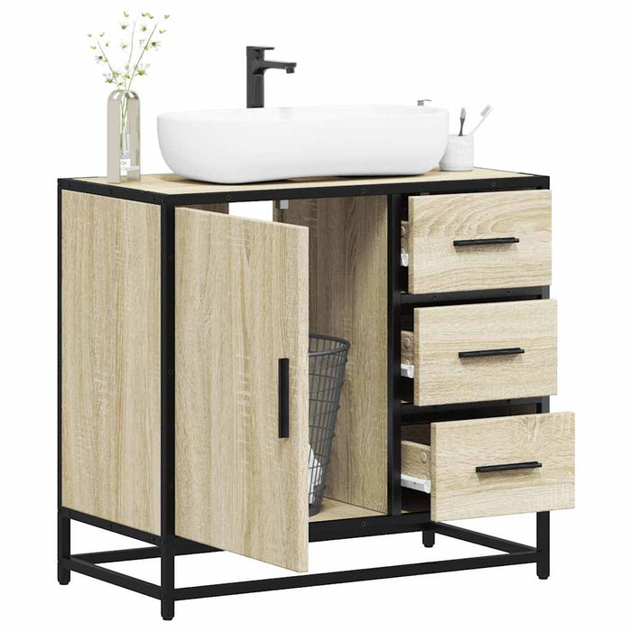 Dulap de chiuvetă baie stejar sonoma 65x33x60 cm lemn prelucrat - WALTI WALTI