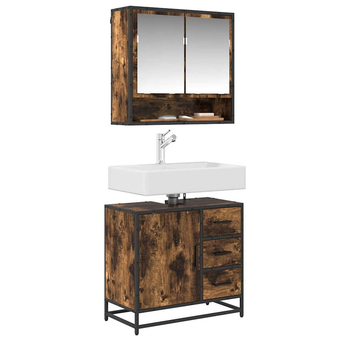 Dulap pentru chiuvetă de baie stejar afumat 65x33x60 cm lemn - WALTI WALTI