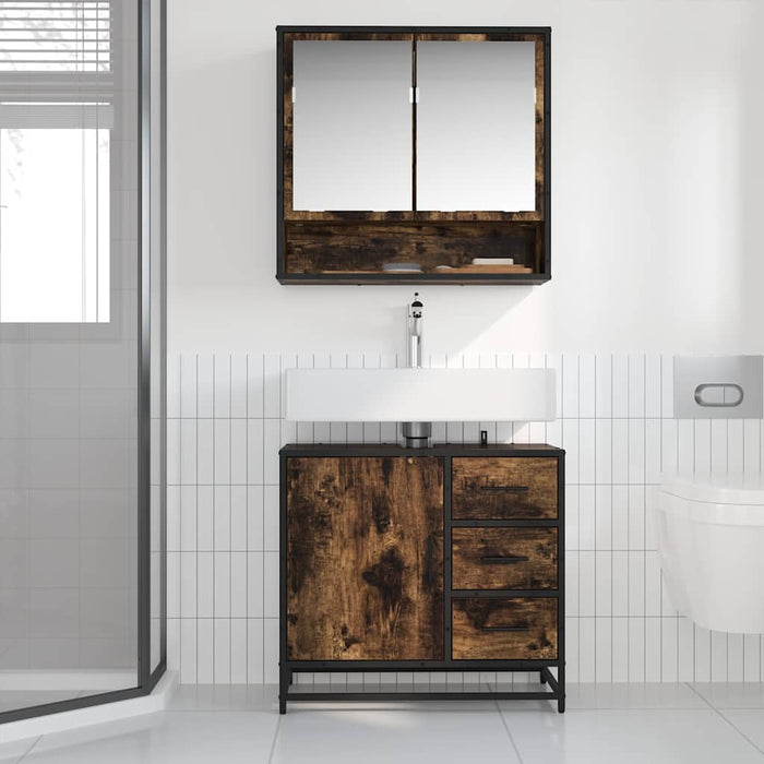 Dulap pentru chiuvetă de baie stejar afumat 65x33x60 cm lemn - WALTI WALTI