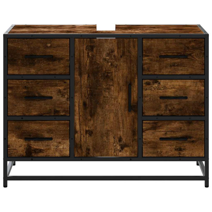Dulap chiuveta de baie stejar fumuriu 80x33x60 cm lemn compozit - WALTI WALTI
