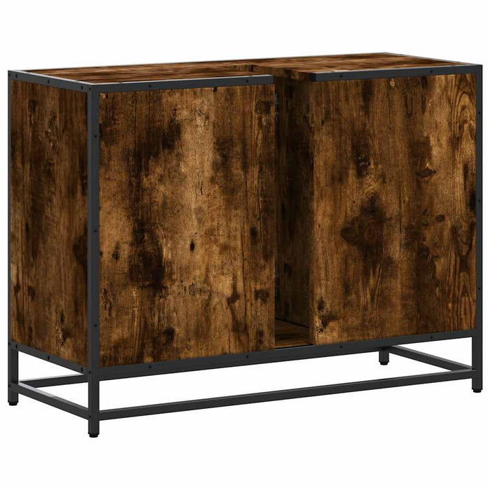 Dulap chiuveta de baie stejar fumuriu 80x33x60 cm lemn compozit - WALTI WALTI