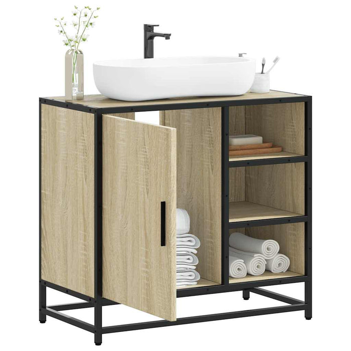 Dulap de chiuvetă baie stejar sonoma 65x33x60 cm lemn prelucrat - WALTI WALTI