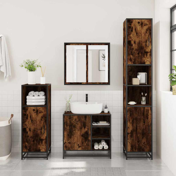 Dulap pentru chiuvetă de baie stejar afumat 65x33x60 cm lemn - WALTI WALTI