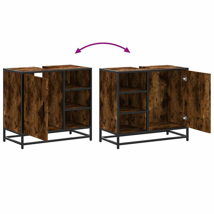 Dulap pentru chiuvetă de baie stejar afumat 65x33x60 cm lemn - WALTI WALTI