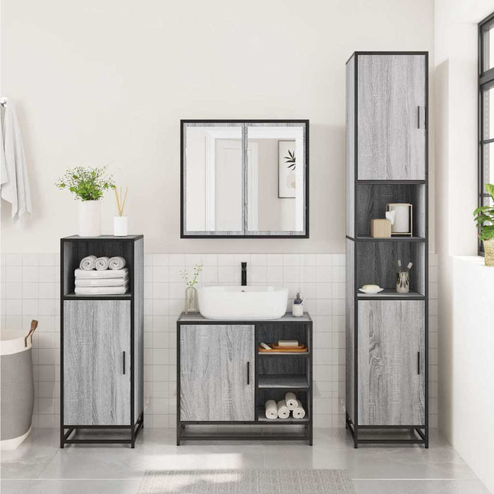 Dulap pentru chiuvetă de baie gri Sonoma 65x33x60 cm lemn - WALTI WALTI