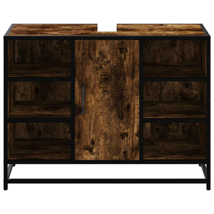 Dulap chiuveta de baie stejar fumuriu 80x33x60 cm lemn compozit - WALTI WALTI