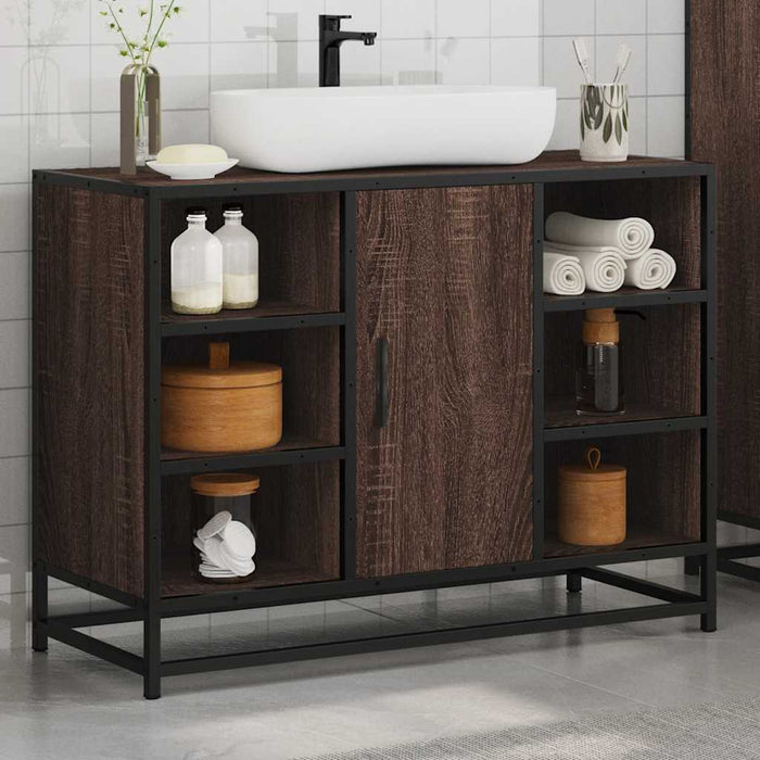 Dulap chiuveta de baie, stejar maro, 80x33x60 cm, lemn compozit - WALTI WALTI