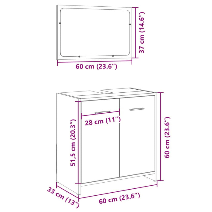Set mobilier de baie, 2 piese, stejar sonoma, lemn prelucrat - WALTI WALTI