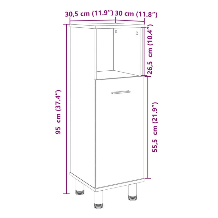 Dulap de baie, stejar sonoma, 30,5x30x95 cm, lemn prelucrat - WALTI WALTI