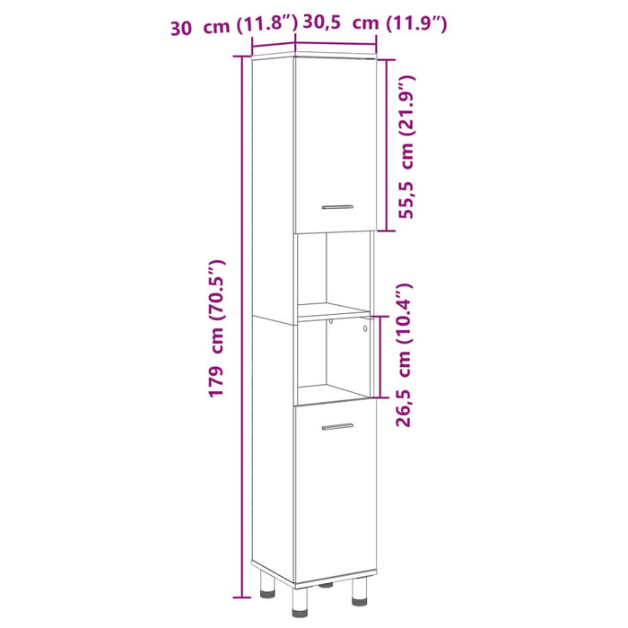 Dulap de baie, stejar sonoma, 30,5x30x179 cm, lemn prelucrat - WALTI WALTI