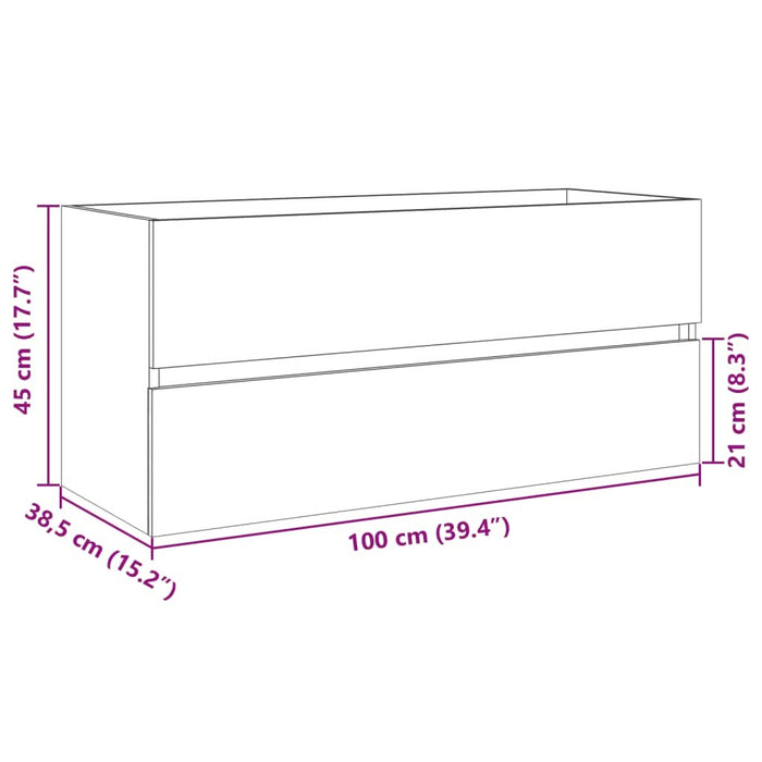Dulap chiuvetă baie stejar sonoma 100x38,5x45 cm lemn prelucrat - WALTI WALTI