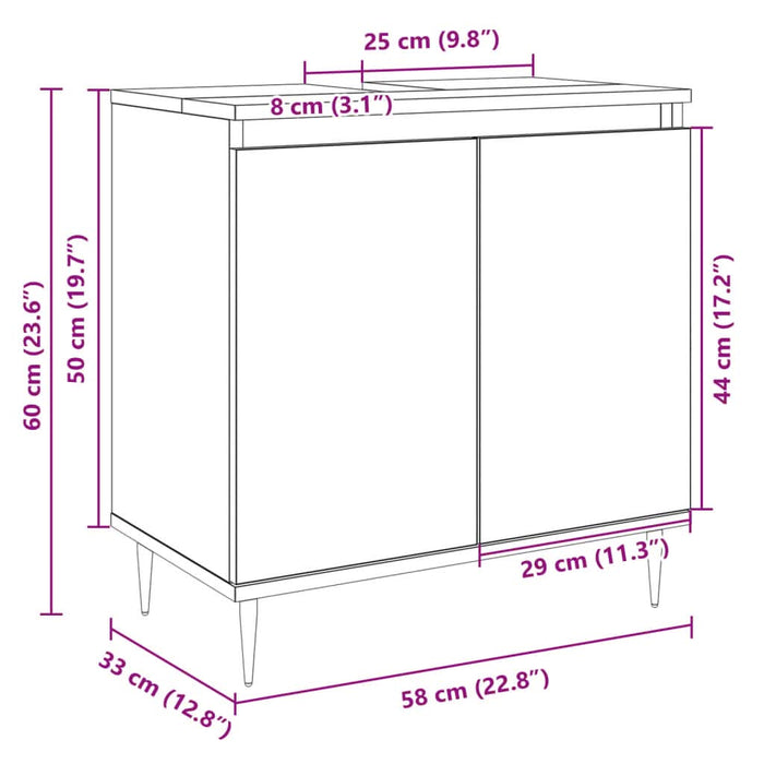 Dulap de baie, stejar sonoma, 58x33x60 cm, lemn prelucrat - WALTI WALTI