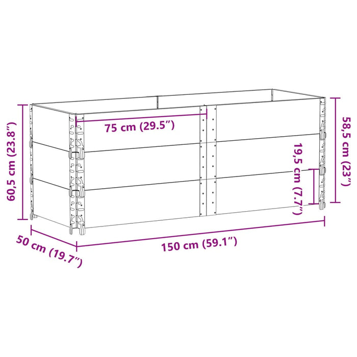 Rame pentru paleți 3 buc. gri 150x50 cm lemn masiv de pin - WALTI WALTI