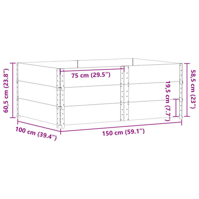 Rame pentru paleți, 3 buc., negru, 150x100 cm, lemn masiv pin - WALTI WALTI
