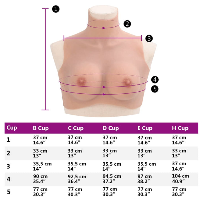 Bust cu sâni din silicon cupă C, culoare naturală - WALTI WALTI
