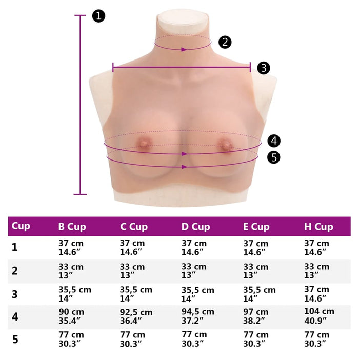 Bust cu sâni din silicon cupă C, culoare naturală - WALTI WALTI