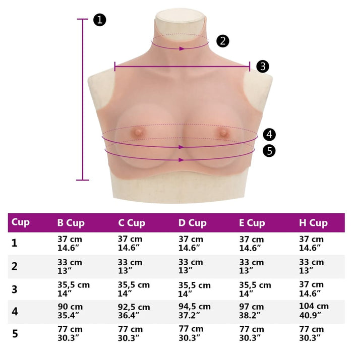 Bust cu sâni din silicon cupă D, culoare naturală - WALTI WALTI