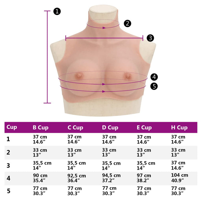 Bust cu sâni din silicon cupă D, culoare naturală - WALTI WALTI