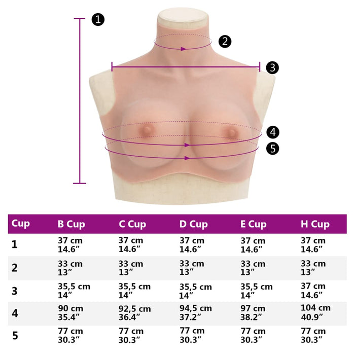 Bust cu sâni din silicon cupă E, culoare naturală - WALTI WALTI