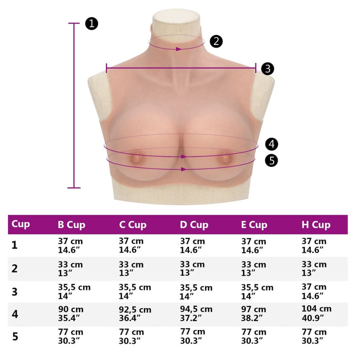Bust cu sâni din silicon cupă H, culoare naturală - WALTI WALTI