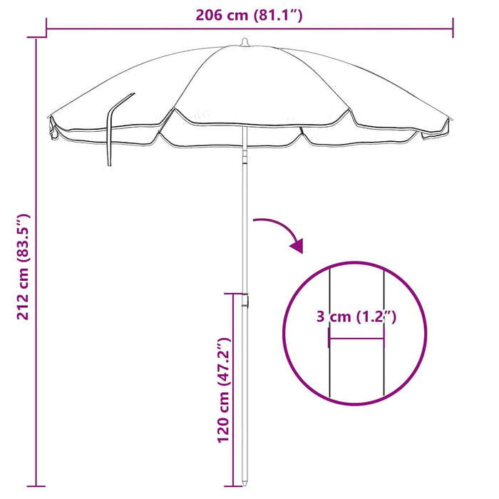 Parasol de Plajă Camuflaj 206 x 206 x 212 cm Poliester și metal - WALTI WALTI