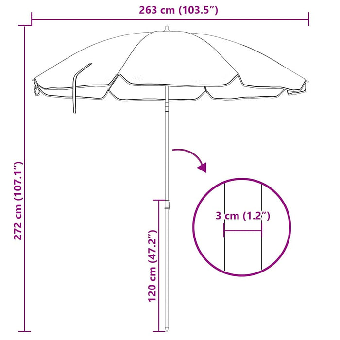 Parasol de Plajă albastru 263 x 263 x 272 cm Poliester și metal - WALTI WALTI