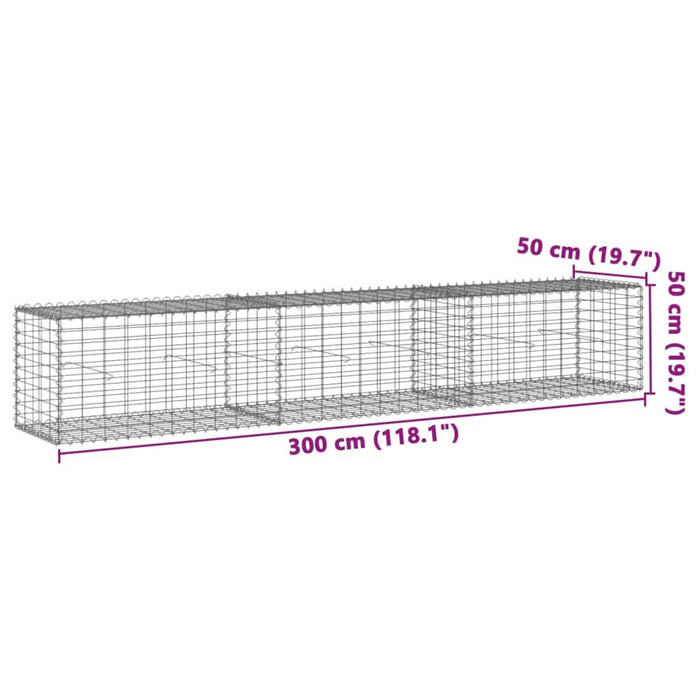 Coș gabion cu capac, 300x50x50 cm, fier galvanizat - WALTI WALTI