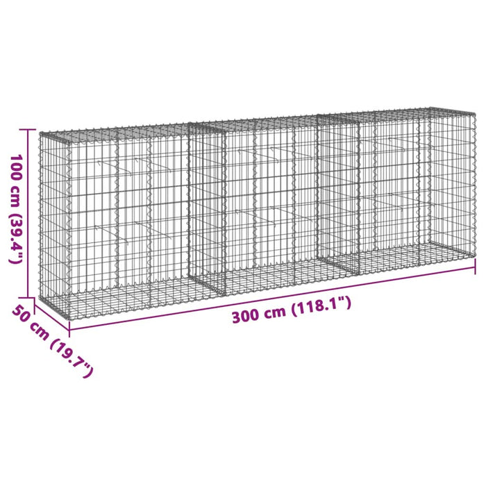 Coș gabion cu capac, 300x50x100 cm, fier galvanizat - WALTI WALTI