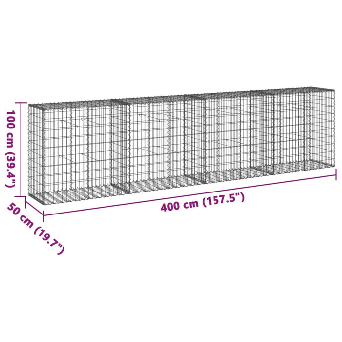 Coș gabion cu capac, 400x50x100 cm, fier galvanizat - WALTI WALTI