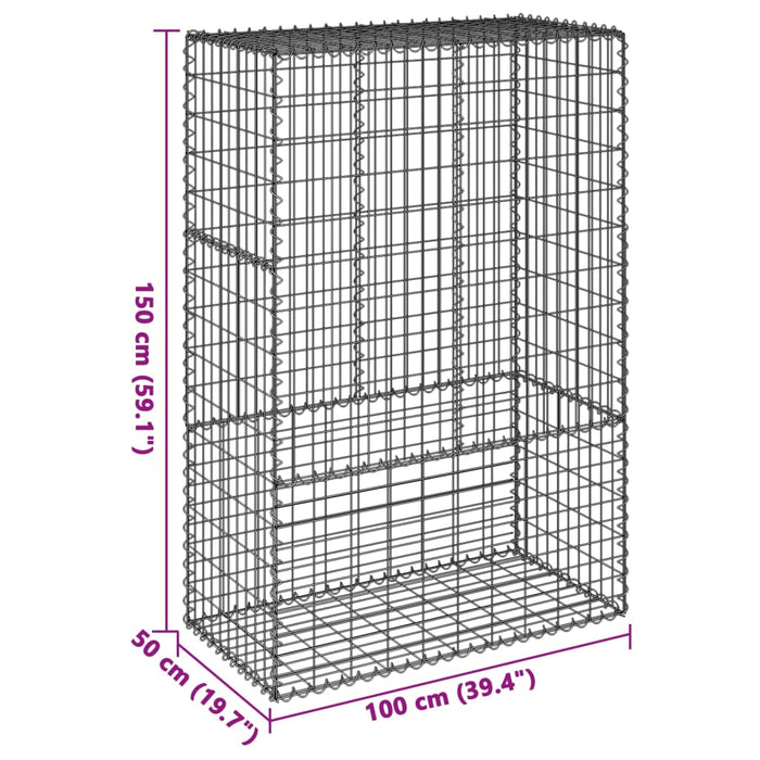 Coș gabion cu capac, 100x50x150 cm, fier galvanizat - WALTI WALTI